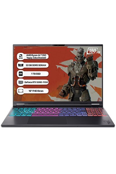 ACER Nitro 16S NH.QXJEY.002 R7 AI-350 32GB 1TB RTX5060-8GB 16'' FHD 180Hz DOS