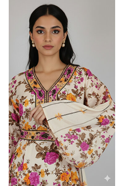 ASIAN Nargis Jalabiya: An elegant jalabiya made of taffeta fabric with floral...