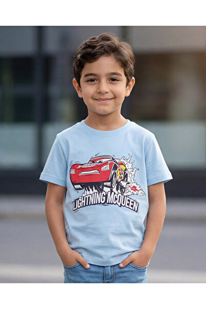 REDTAG تيشيرت للأولاد باللون الأزرق الفاتح مطبوع عليه سيارات