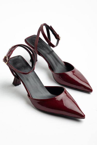 AYENDE MODA Noir Line Burgundy Pointed Toe Thin Heeled Women's Stiletto – Min...