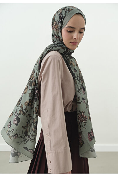 Fresh Gisele Patterned Cotton Viscose Shawl Seafoam