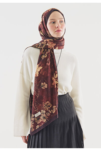 Fresh Fall Breeze Patterned Cotton Viscose Shawl Burgundy