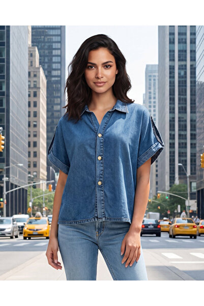 REDTAG Women Blue Denim Blouse