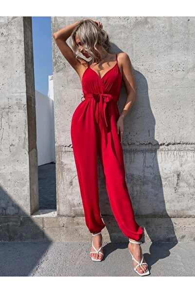 Modayakamoz Askılı Belden Kuşaklı Şık Sandy Tulum