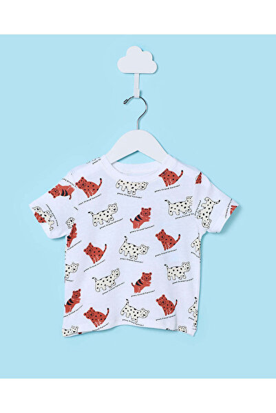 REDTAG Infant Boys White Printed T-Shirt