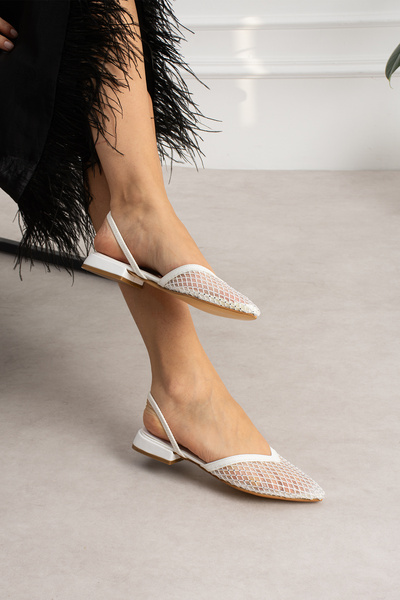 Tibu Ayakkabı Velora Mesh Lace Stone Embroidered Shoes with Elastic Back