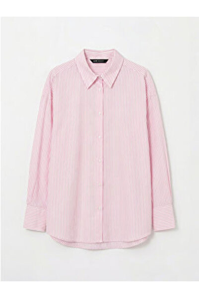 LC Waikiki M1 Sezon Pink Striped Women's Oxford Shirt