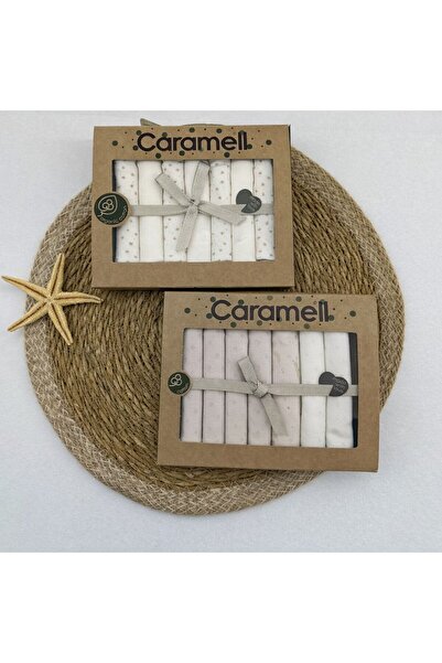 Caramell Patterned Combed Cotton Baby Mouth Wipes, Pack of 7 (2 Packs)