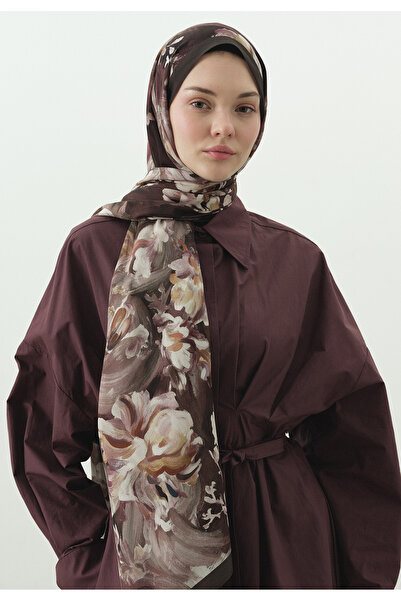 Fresh Jane Patterned Cotton Viscose Shawl Dusty Brown