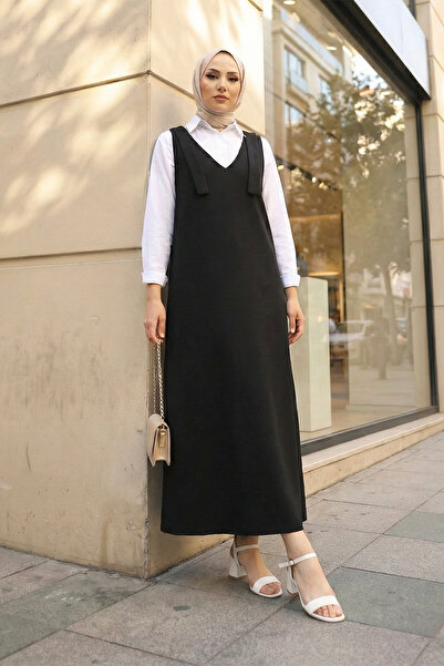 MODAQU Shoulder Lace Detailed Plain Dabl Jile - Black