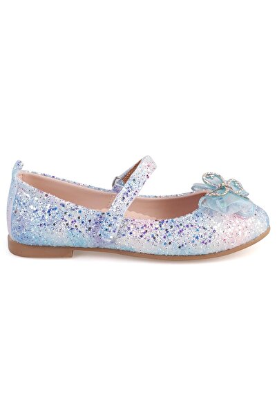 Civil Girls Kelebek Aksesuarlı 31-36 Numara Babet - Mavi