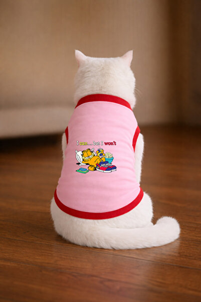 petite pati قميص وردي اللون مطبوع عليه صورة قطة من Garf4 مقاس S (100% قطن ممشط)