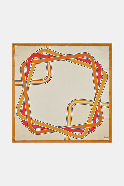 Vakko EKRU GEOMETRİK DESENLİ FASONE EŞARP