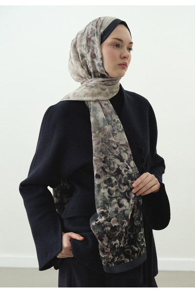 Fresh Pearlie Patterned Cotton Viscose Shawl Indigo