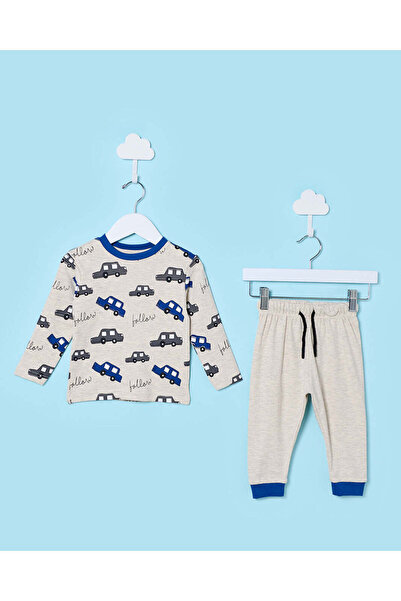 REDTAG طقم بيجامة رمادي مطبوع للأولاد الرضع (قطعتين)