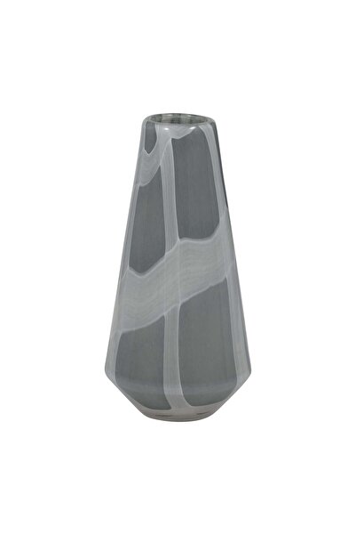 Sagebrook Home مزهرية زجاجية رمادية كبيرة من طراز فيكتوريا مقاس 11 بوصة