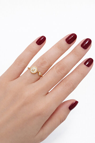 Giz Gümüş Gümüş Altın Kaplama Sedefli Kuzey Yıldızı Çıtır Yüzük