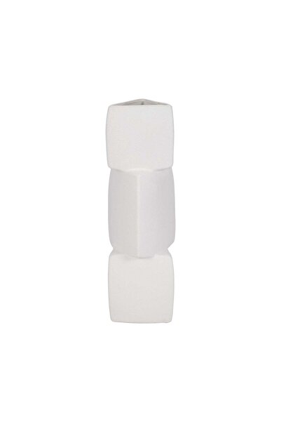 Sagebrook Home مزهرية مثلثة الشكل مكدسة، عاجية اللون، مقاس 17 بوصة