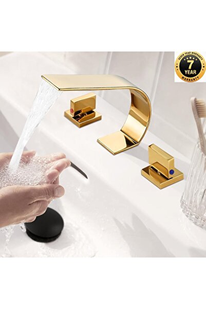 OEM Banyo Lavabo Bataryası Ankastre Gold Altın Dore Şelale 7 Yıl Garantili İthal