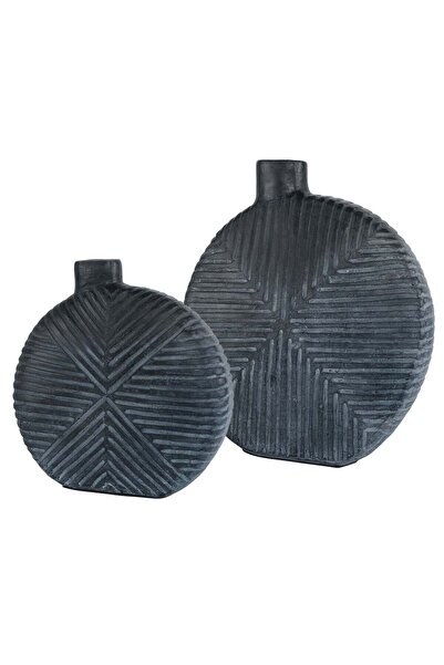 UTTERMOST مزهريات فيوبوينت السوداء العتيقة، طقم من قطعتين