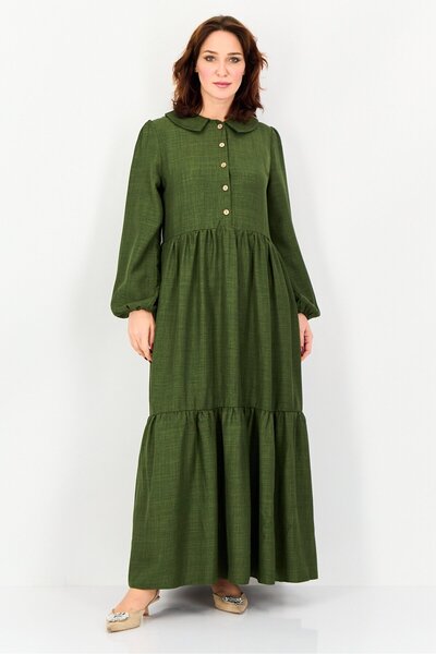 Ulyashova Women Chambray Maxi Dress, Green