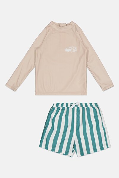 L&J Swim Club Kids Boy 2 Pieces Stripe Long Sleeve Top And Shorts Set, Multic...