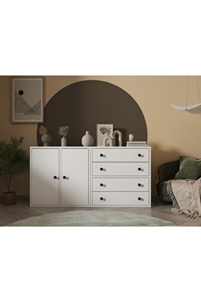 nettrends.net the new trend of shopping Minimalist Beyaz Şifonyer - Asimetrik...