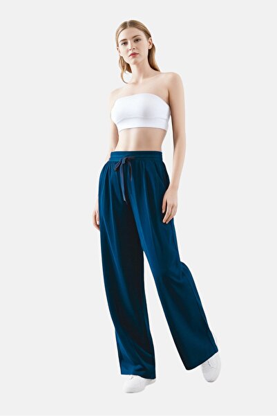 Ulyashova Women Regular Fit Solid Palazzo Pants, Navy