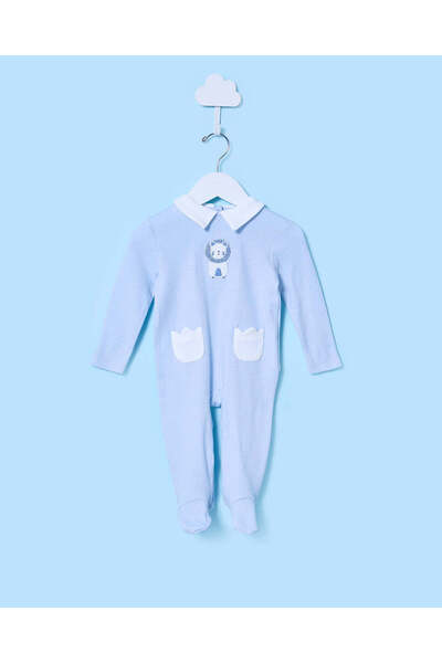 REDTAG Baby Blue Printed Sleepsuit