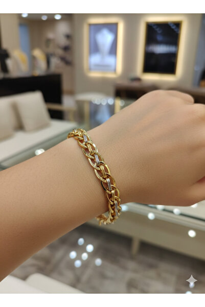 Moda Gümüş 925 Ayar Gümüş Altın Kaplama Kadın Hallow Bileklik