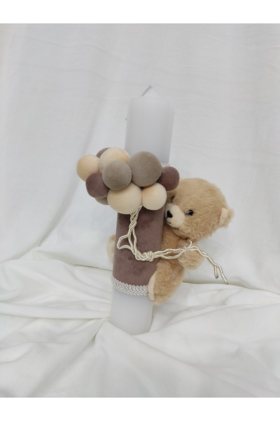 Handmade Lumanare botez baiat ursulet