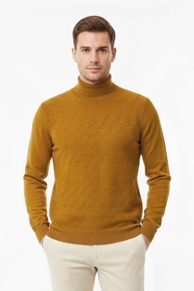 Pulltonic Men's Half Turtleneck Patterned Sweater