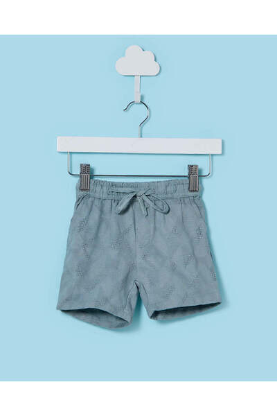 REDTAG Infant Boys Blue Jacquard Shorts