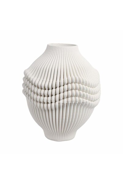 Sagebrook Home coulter 3d Printed Porcelain Vase, Ivory