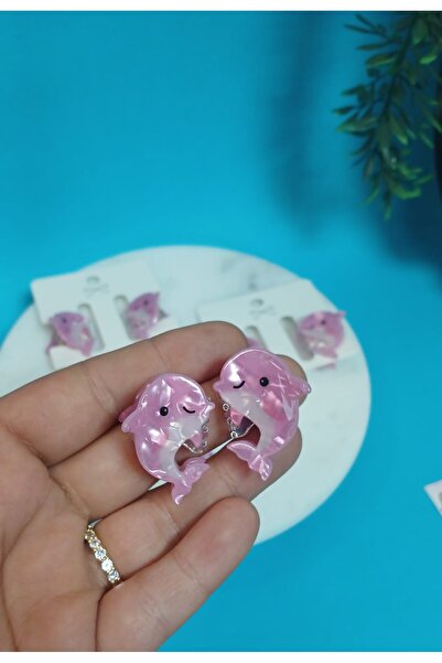 Kidyco.Store 🐬 Sevimli Pembe Yunus Figürlü Çıtçıt Toka – 2’li Set