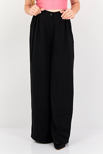 Ulyashova Women Regular Fit Solid Palazzo Pants, Black