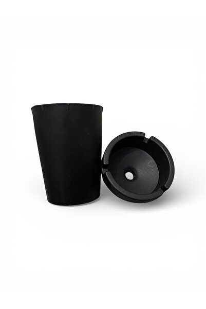 OEM Portable Car/Beach Ashtray, with Lid, Plastic, Black, Ø 8 x h 11 cm