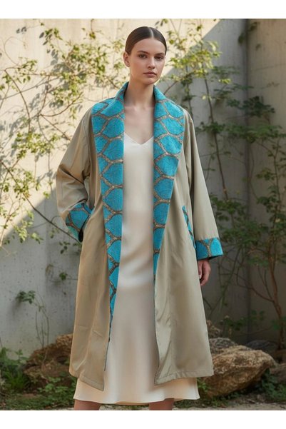 Su Koleksiyon Şahmeran Waterproof Bohem Trenchcoat / Beige