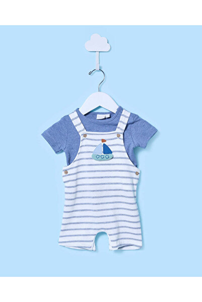 REDTAG طقم دنغري أبيض مخطط الأبيض والكحلي (قطعتان)