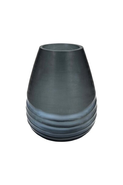 Sagebrook Home مزهرية زجاجية محفورة، 10 بوصات، زرقاء