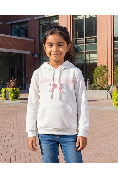 REDTAG Girls White Hooded Sweatshirt