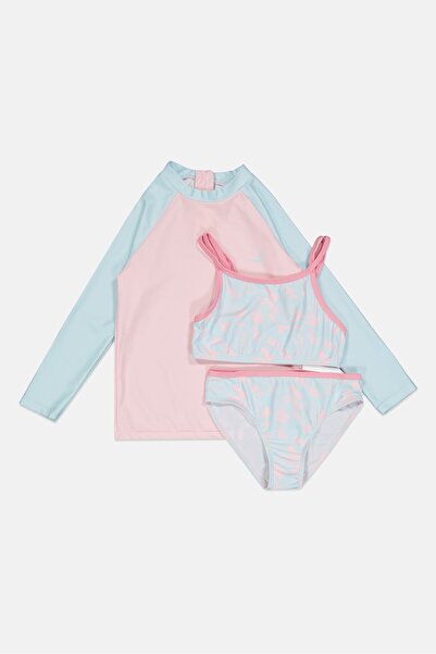 L&J Swim Club طقم من قطعتين علوية وسفلية مع واقي من الشمس، متعدد الألوان