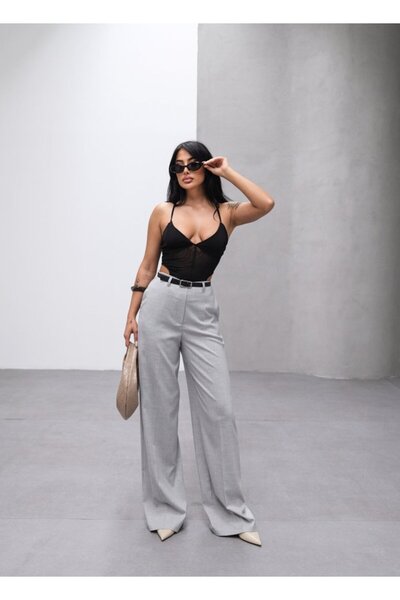 Wear Up Poly Viscose High Waist Belted and Flowy Palazzo Pants (Belt Included)