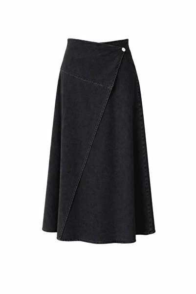 vl vellichor Front Piece Cropped Denim Skirt - Black