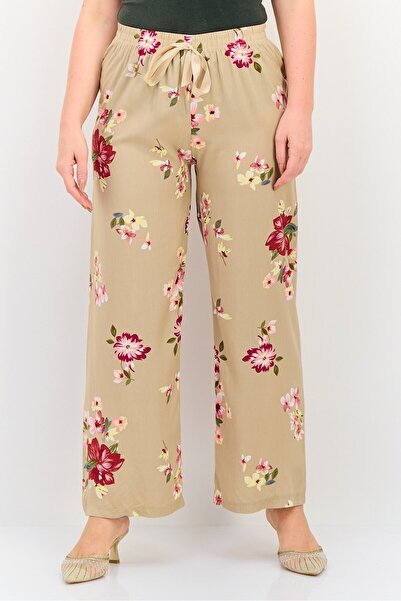 Ulyashova بنطلون نسائي أرجل واسعة بطبعة زهور، متعدد الألوان