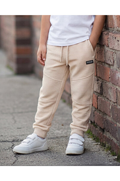 REDTAG Boys Beige Ottoman Track Pants