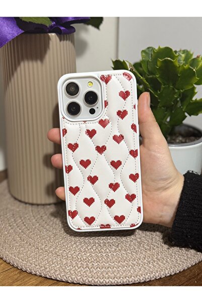 daystar Premium puffy quilted phone case with heart pattern compatible with i...