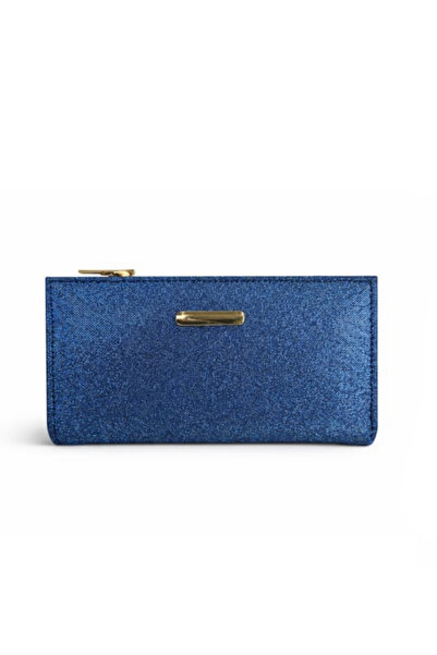 NEWISH POLO ACCESSORIES Women's Luxury Blue Glitter Card Holder Wallet with Z...