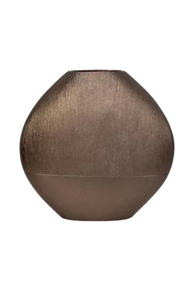 Sagebrook Home مزهرية دائرية بخطوط طولها 22 بوصة، مصنوعة من النحاس العتيق