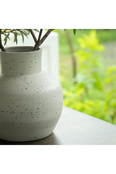 Roots Furniture مزهرية من الطين بنمط ريفي - قصيرة